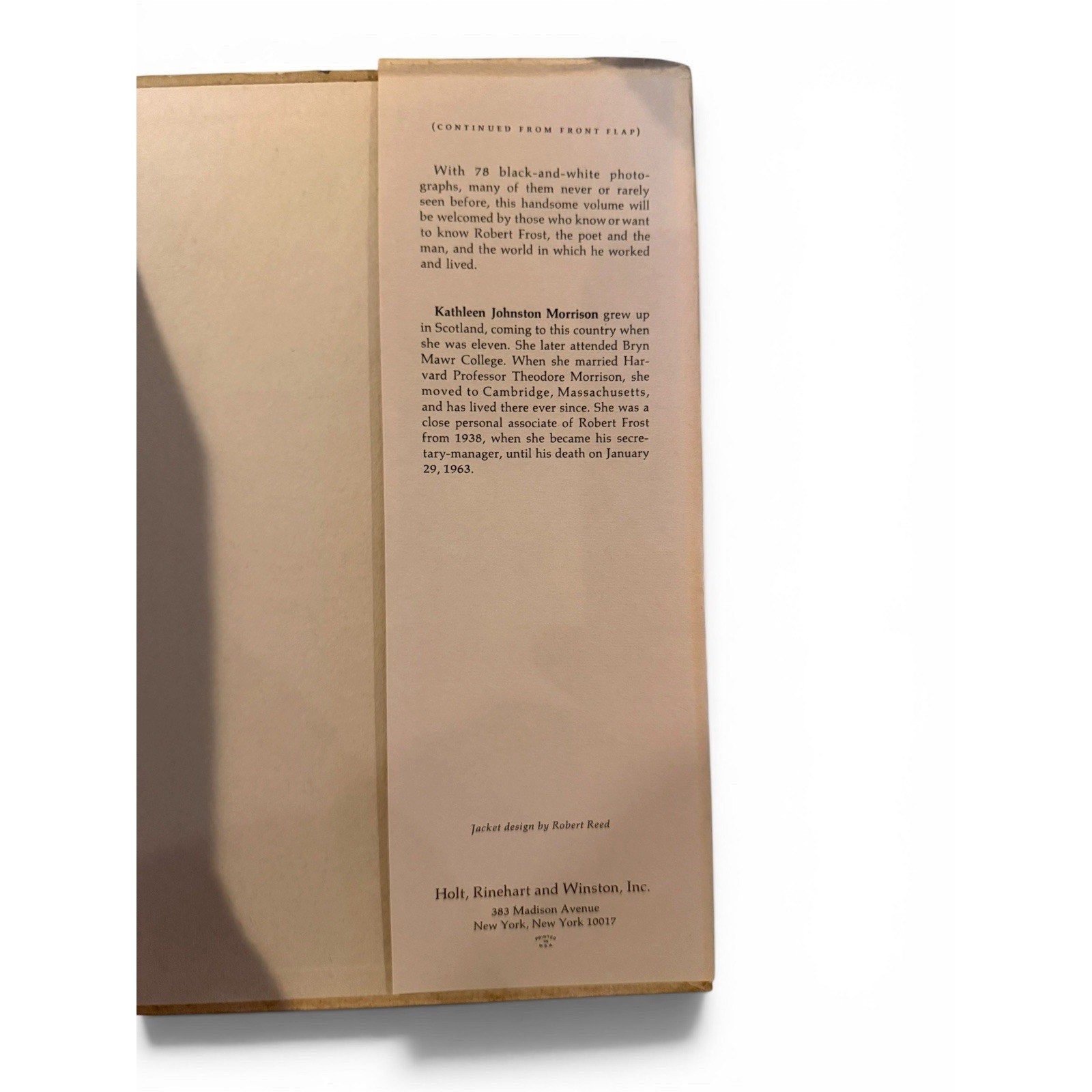 Kathleen Morrison ROBERT FROST : A Pictorial Chronicle Book Club Edition 1st P