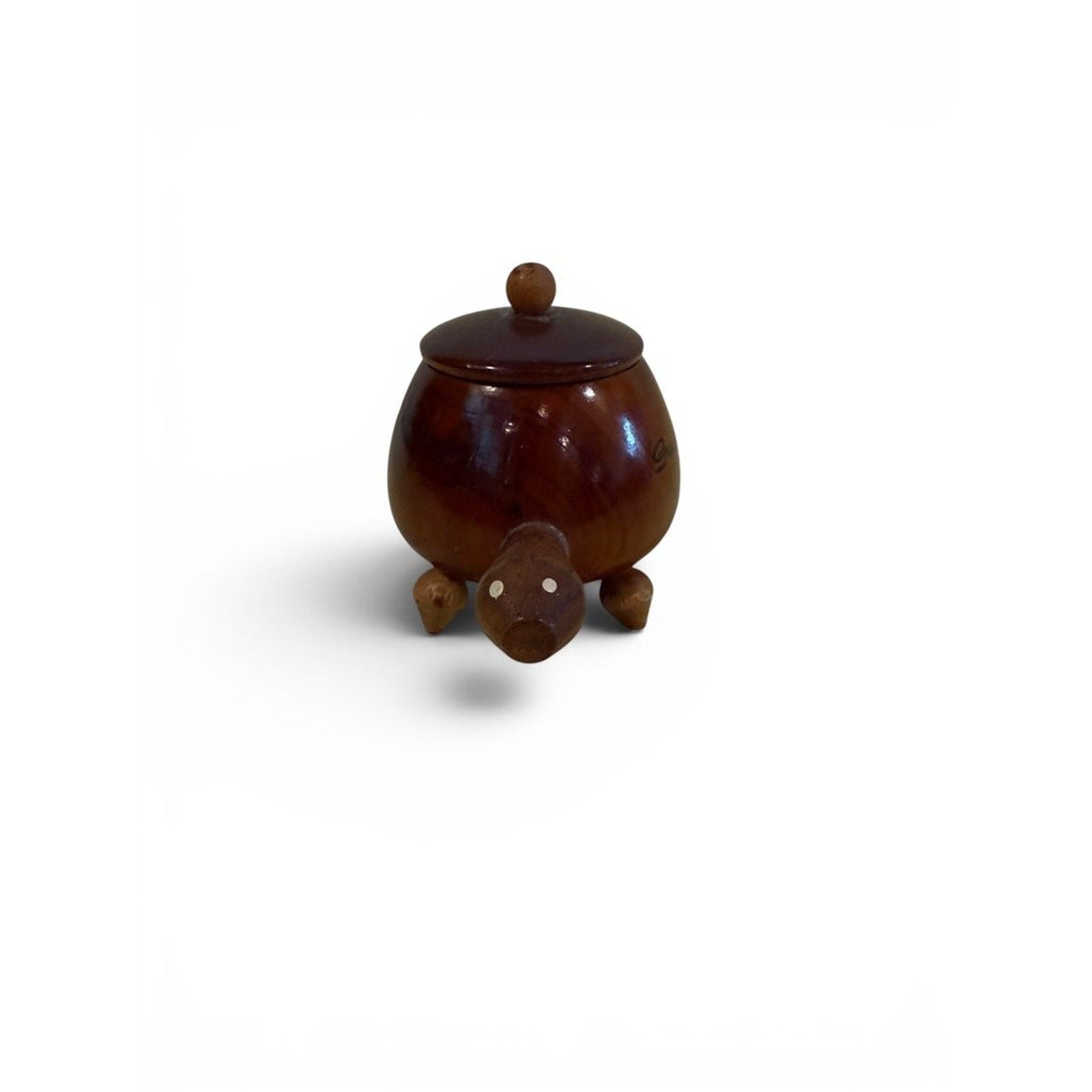 Vintage Wooden Turtle-Shaped Container
