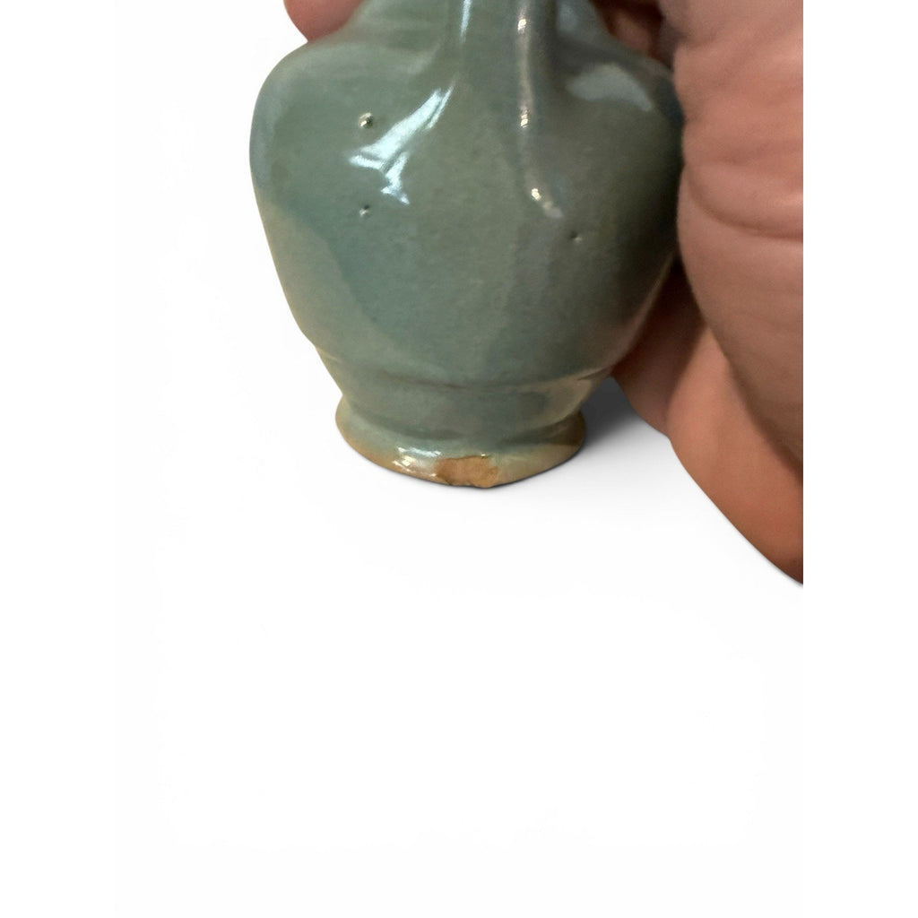 Zanesville Stoneware Pottery Sage Green Perfume Bottle Jug Pitcher Bud Vase