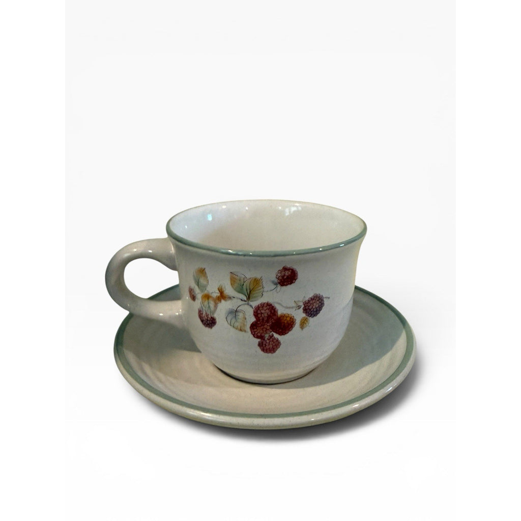 International Sweet Bounty Inddividual Cup & Saucer Set Fruit Design Stoneware