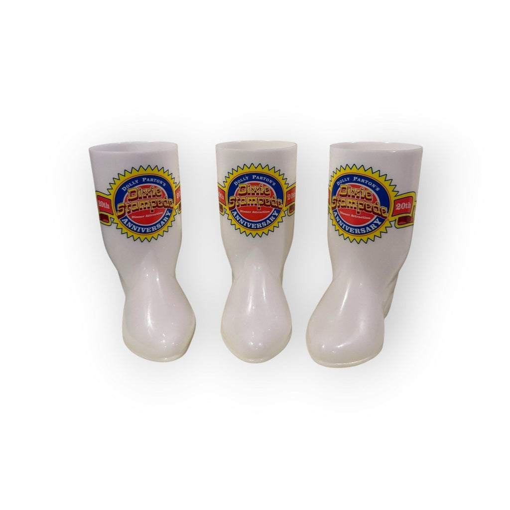 3 Vintage 20th Anniversary Dolly Parton's Dixie Stampede Dinner Plastic Boots 5"