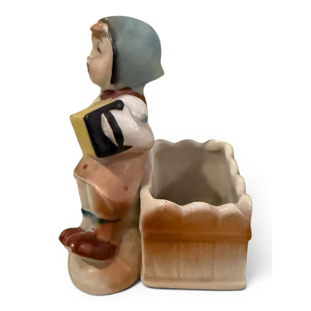 Occupied Japan Figurine Girl Playing an Accordian 4" Tall 2.5" Wide Ceramic VTG