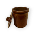 Vintage Brown Ceramic Stoneware Crock Jar w/ Lid Small Holds 1.5 Cup