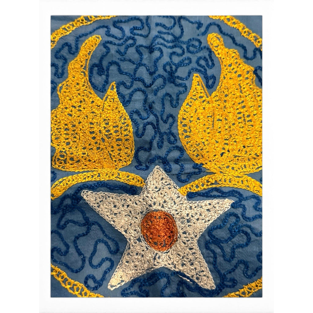 Souvenir 1911 Italy 10x12" Chainstitch Embroidery Wing Star Lace