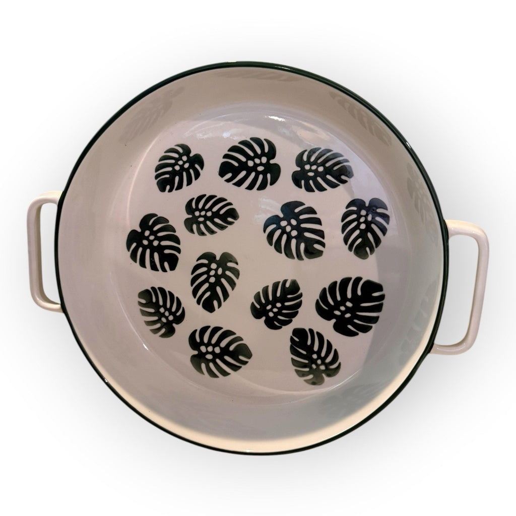 Monstera Platter Tray Rare Vintage Ceramic Round Serving Tray 10.5”