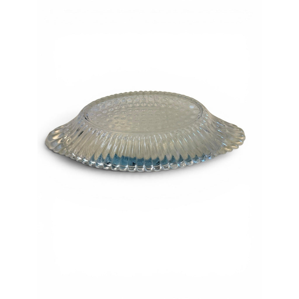 Vintage Clear Glass Textured Banana Boat Design Bowl/Dish (9x4 inches)