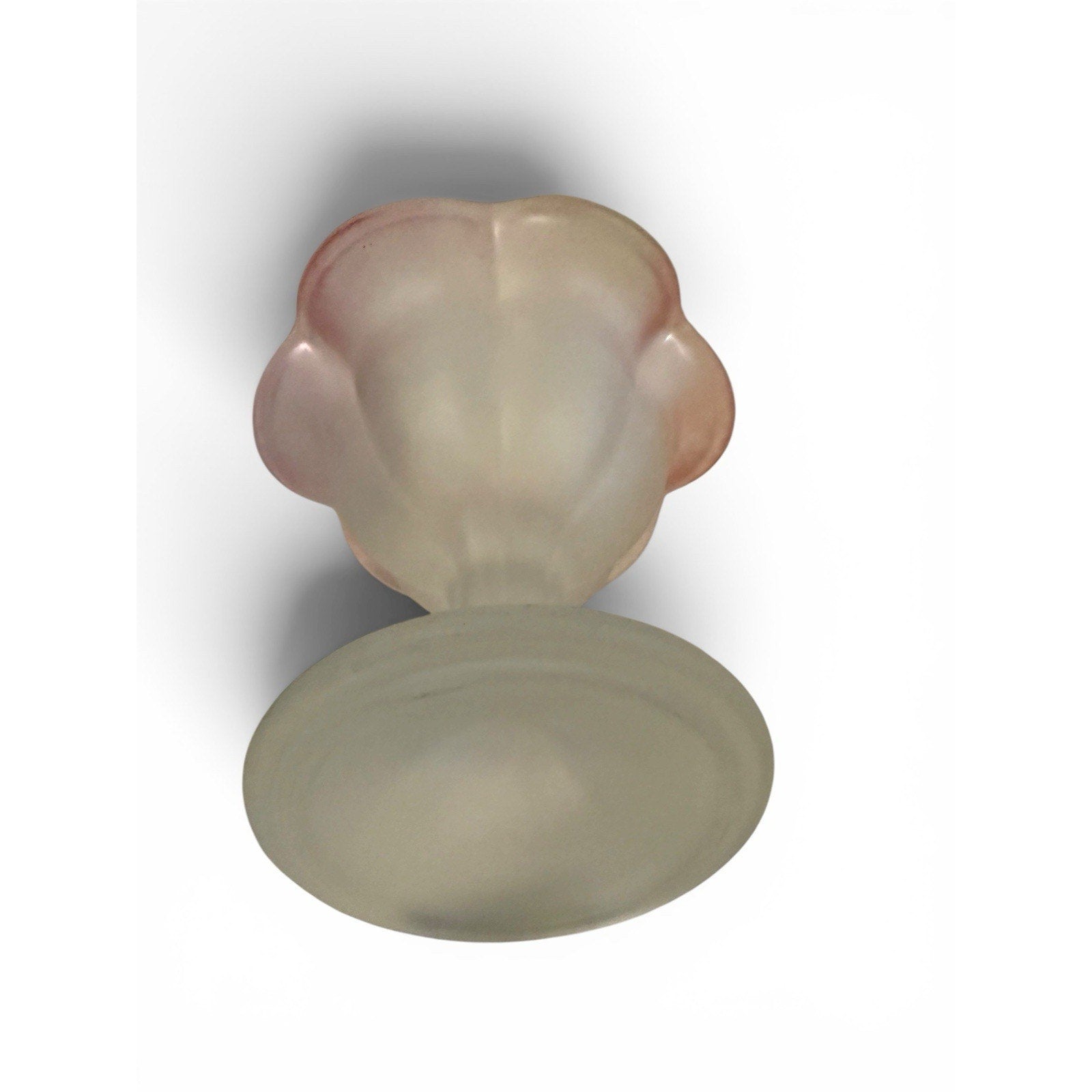 Vintage Pink Rim Frosted Glass Compote Pedestal Candy Dish