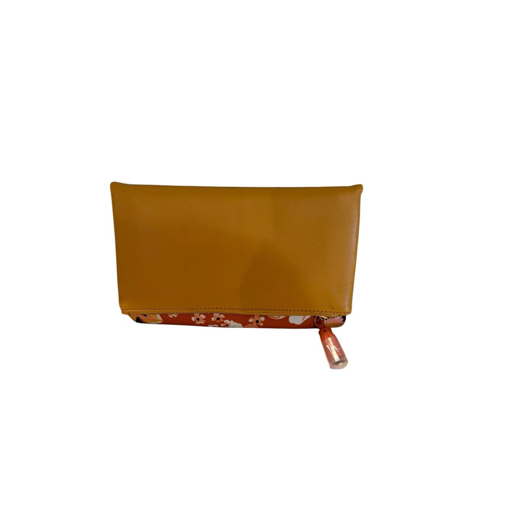 Rachel Pally Reversible Clutch Orange Floral, Mustard Faux Leather