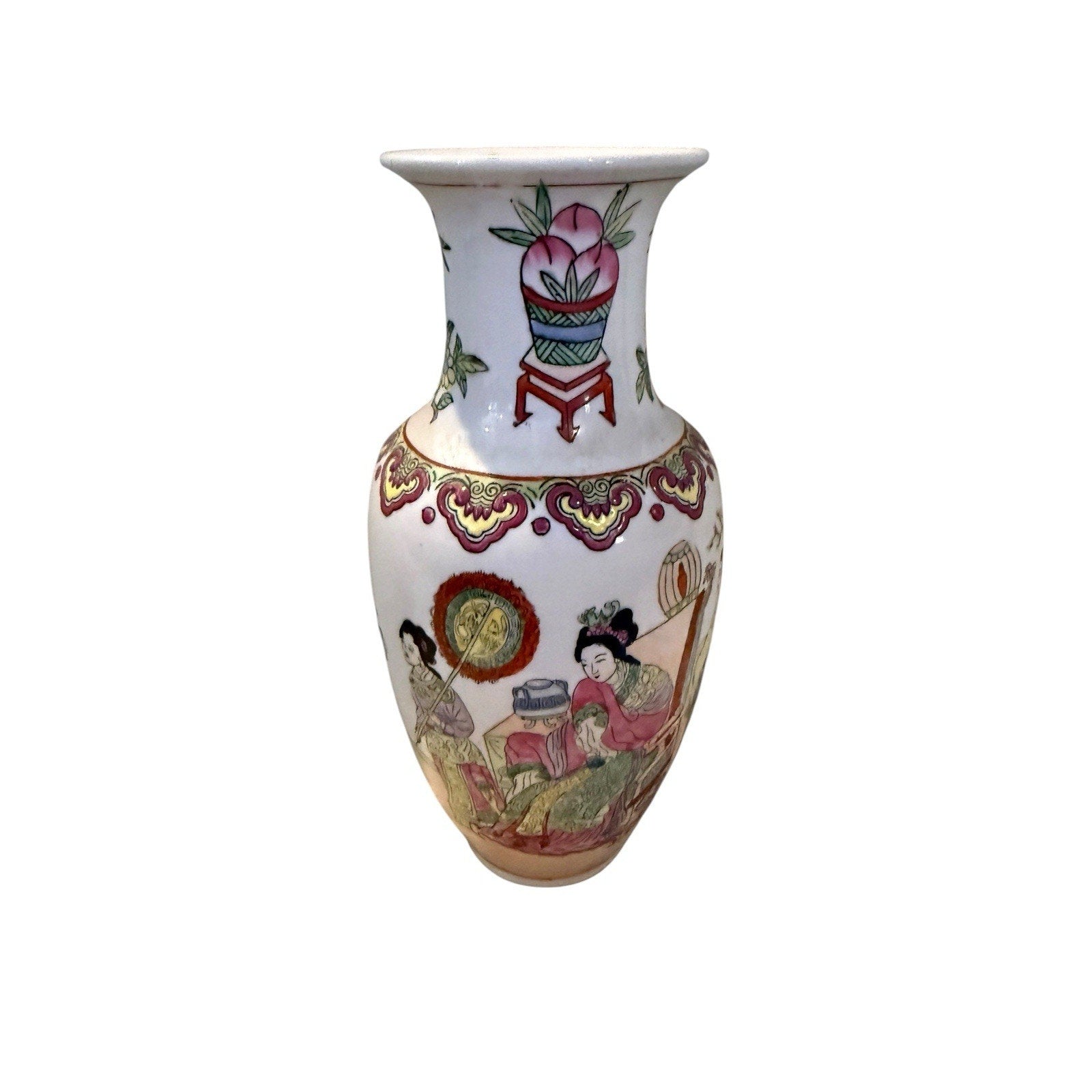 Rare 1988 Toyo Princessa Hand-Painted Flower or Bud Vase Vintage 8.5” Japanese