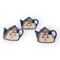 Lot Of 3 Vintage CB Tea Bag Holder Rest Anthropomorphic Faces Kitschy Ceramic