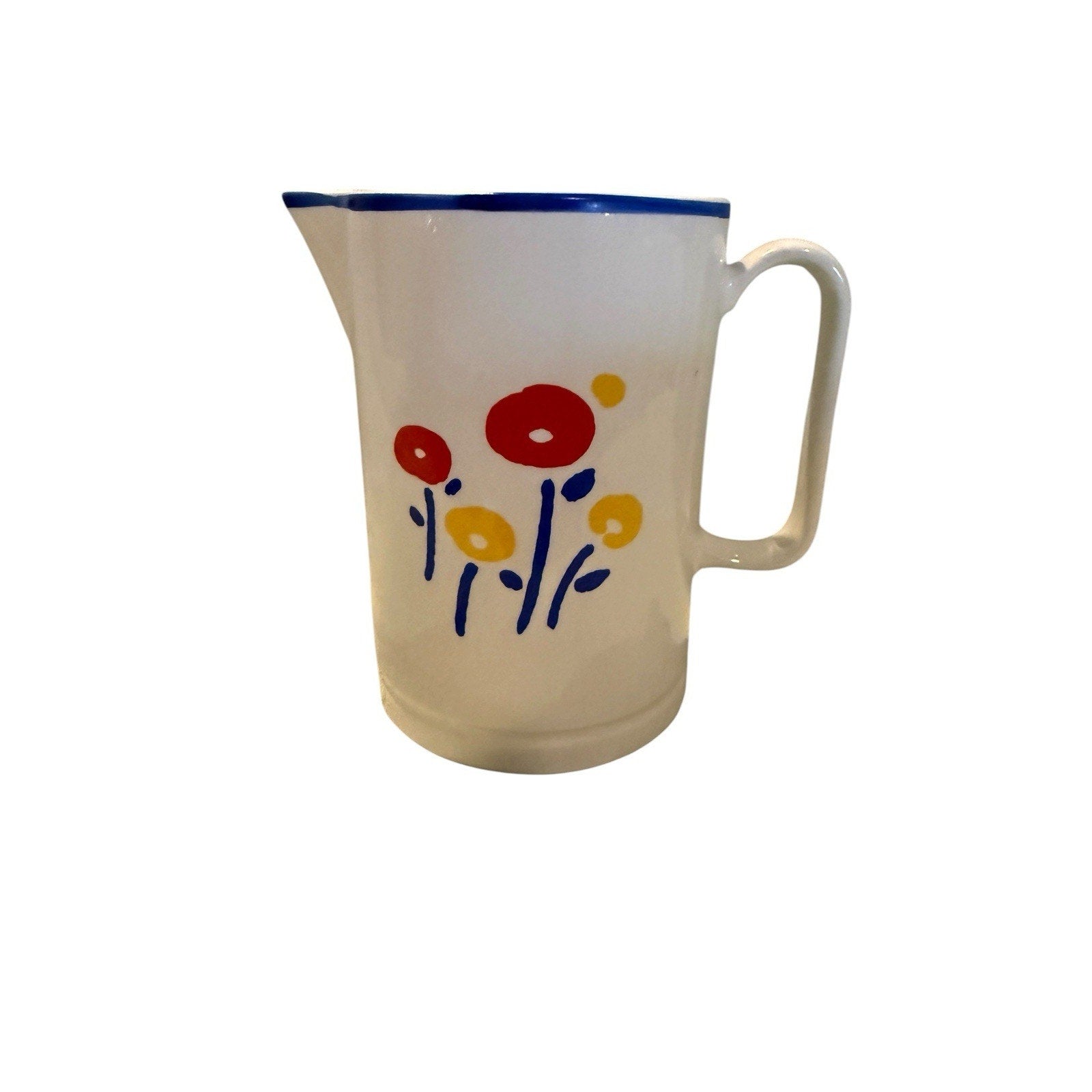 Vintage PITCHER WITH FLOWERS Ceramic ~ MADE IN JAPAN