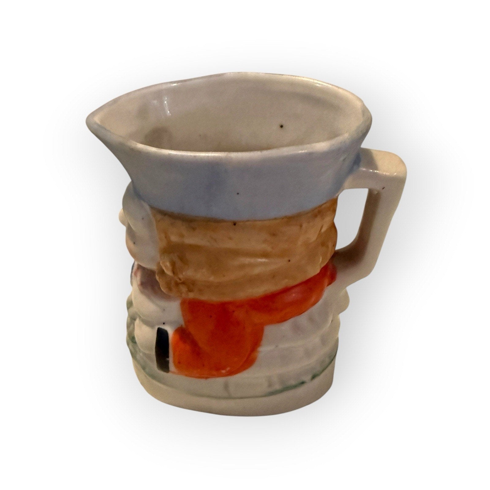 VTG Occupied Japan Mini 2.5" Woman Toby Mug Creamer Hand Painted
