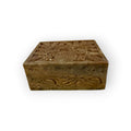 Stone Hinged Lidded Box Chiseled Leaf Motif Cutout Lid 4X3 Soapstone Trinket Box