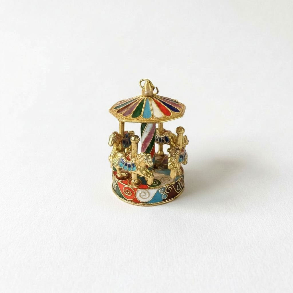 Ornate Carousel Music Box – Handcrafted Metal Enamel Decorative Spinning Carousel