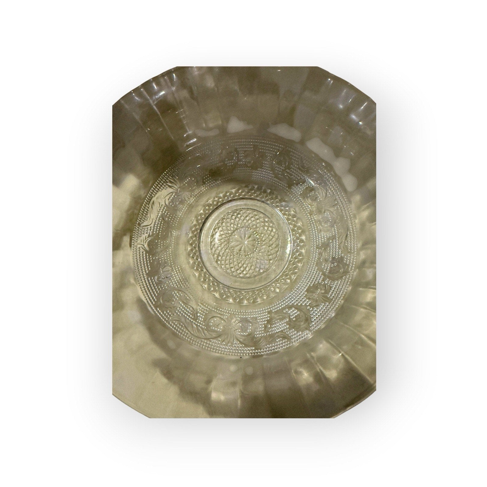 Lot of 2 Depression Glass Kig Malaysia Serving Bowl Fleur de Lis Design 7 7/8"