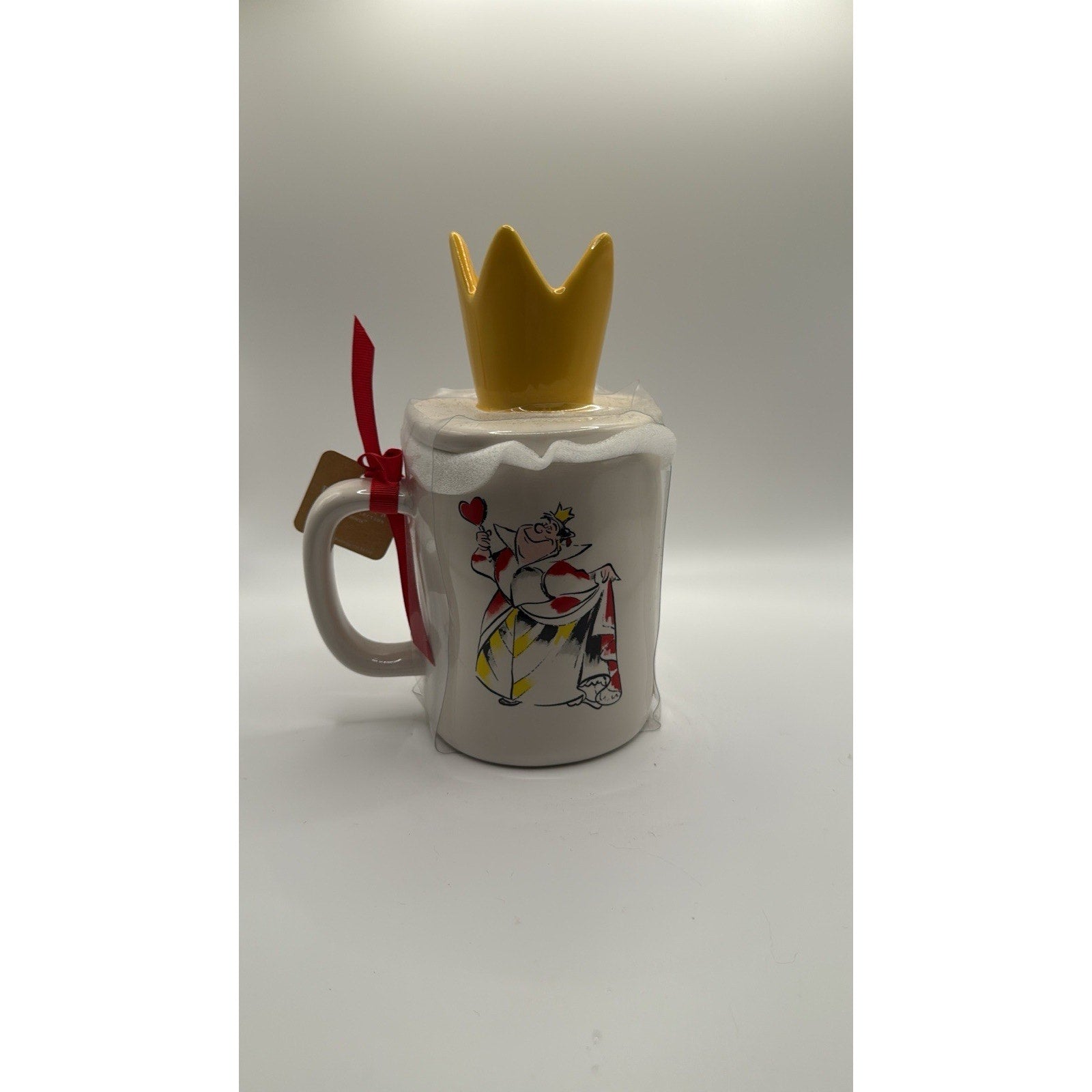 Rae Dunn Disney Alice in Wonderland Queen Of Hearts Doube Sided Mug With Topper