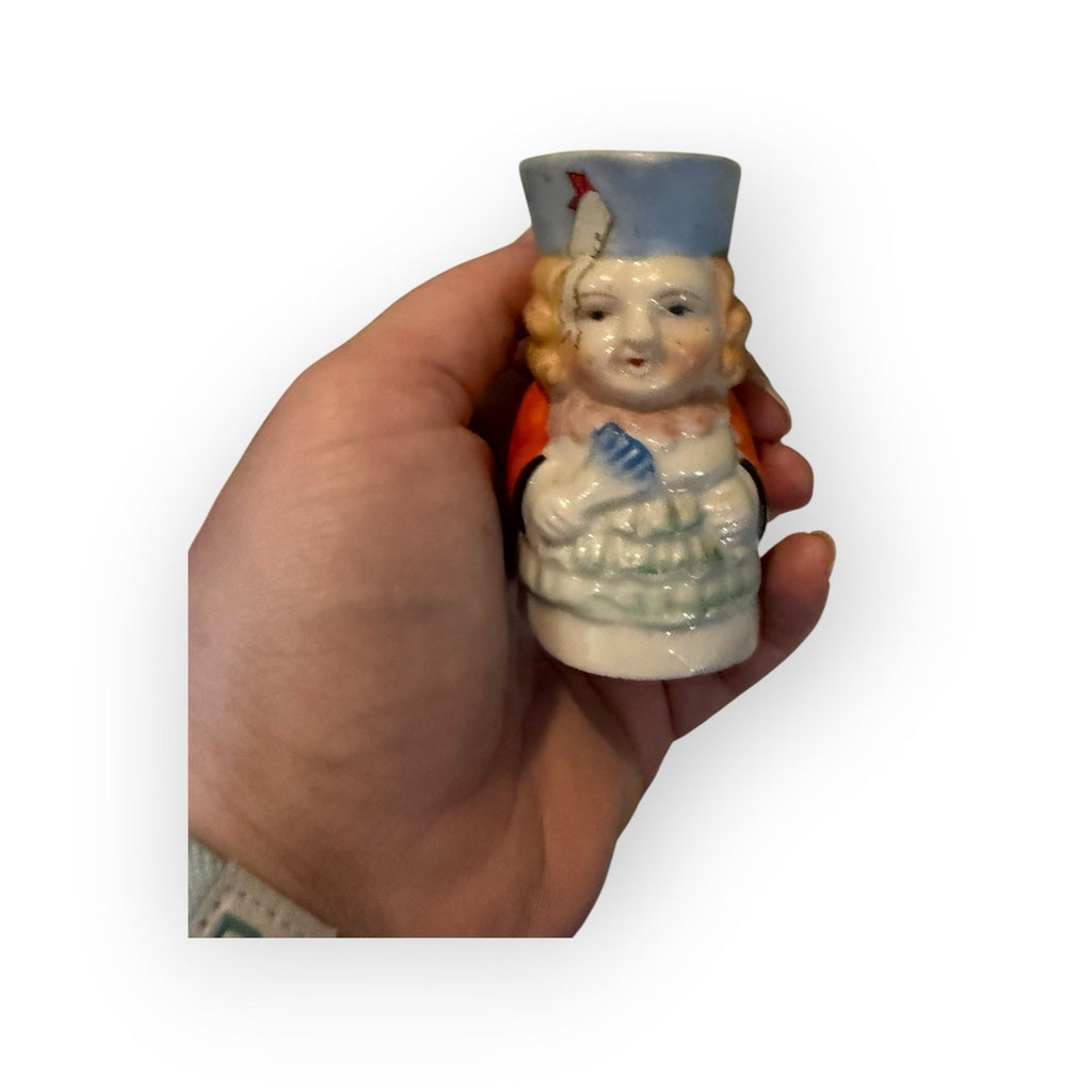VTG Occupied Japan Mini 2.5" Woman Toby Mug Creamer Hand Painted