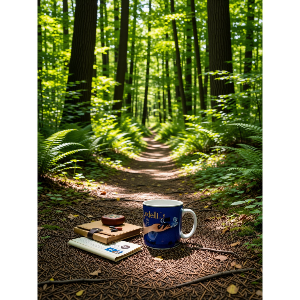 Blue Ceramic Mug – Durable Stoneware Coffee Cup With Girardelli Chocolate Print