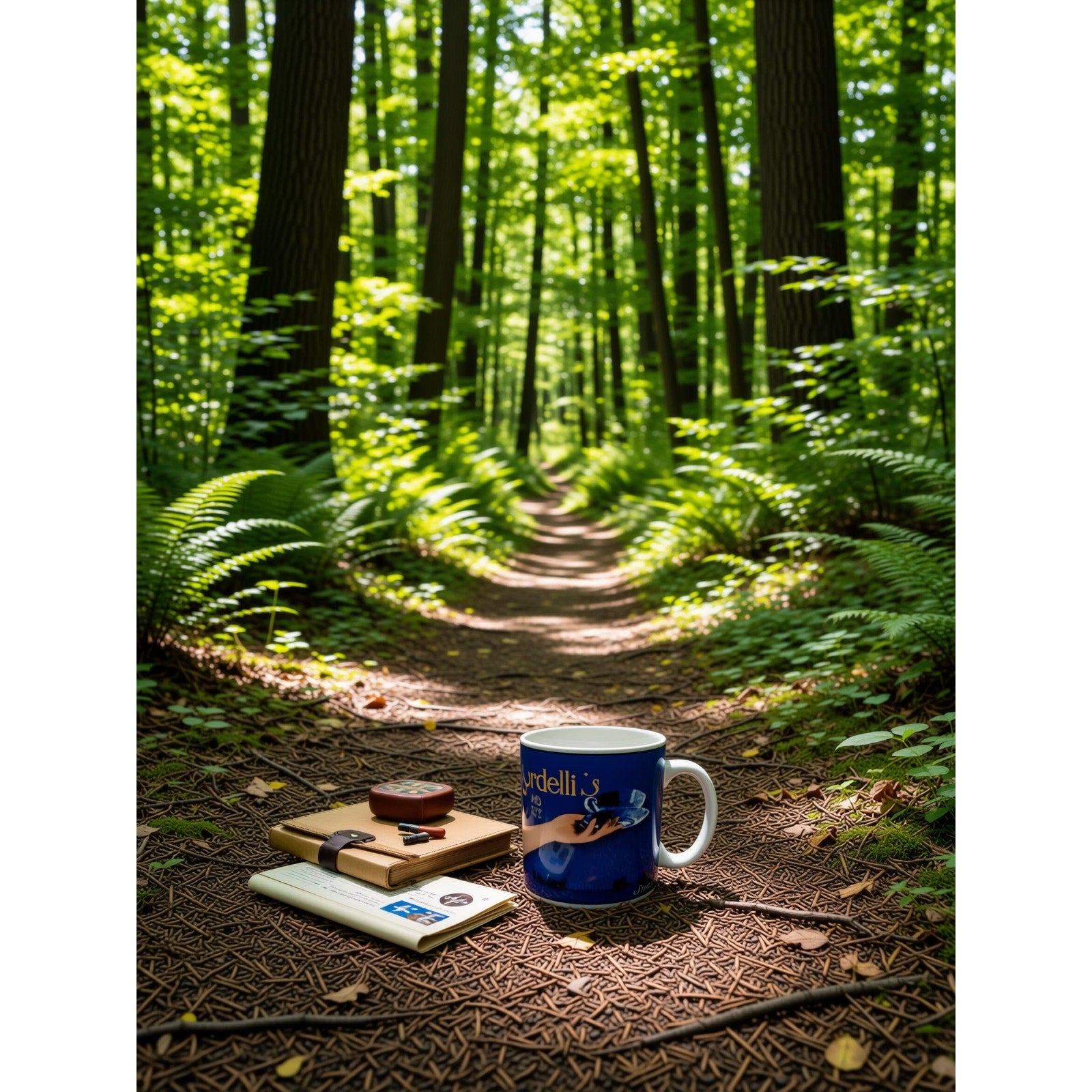 Blue Ceramic Mug – Durable Stoneware Coffee Cup With Girardelli Chocolate Print