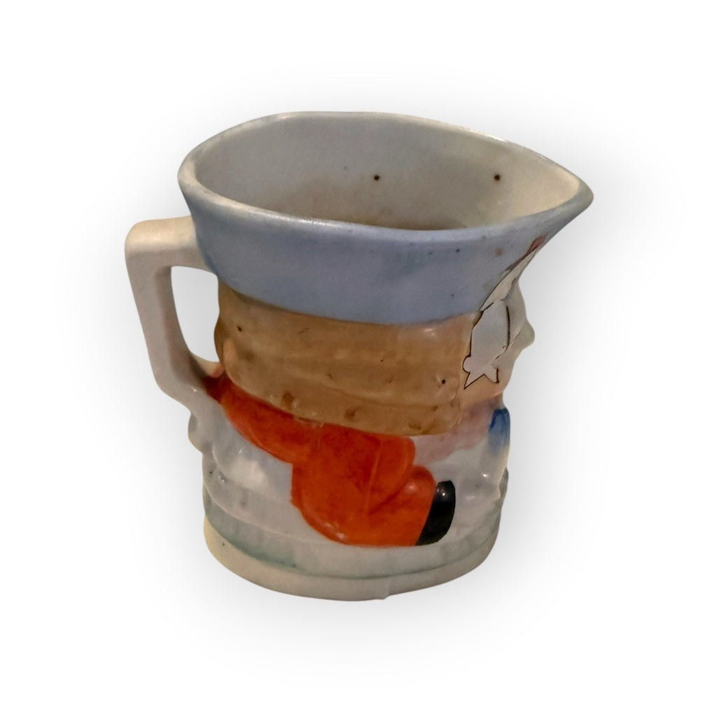 VTG Occupied Japan Mini 2.5" Woman Toby Mug Creamer Hand Painted
