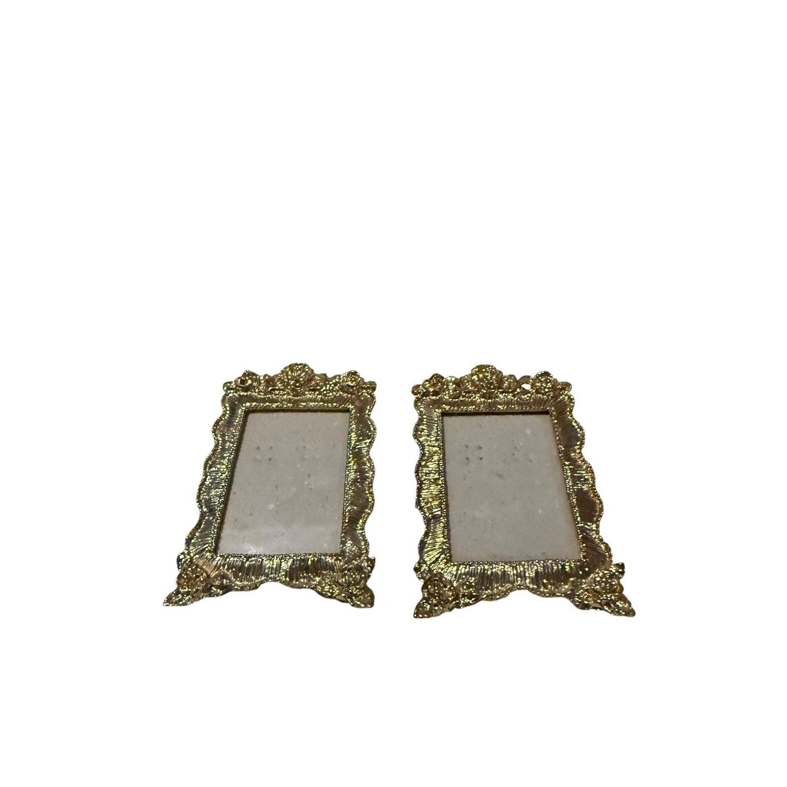 Vintage Victorian Style Set Of 2 Mini Gold Frames