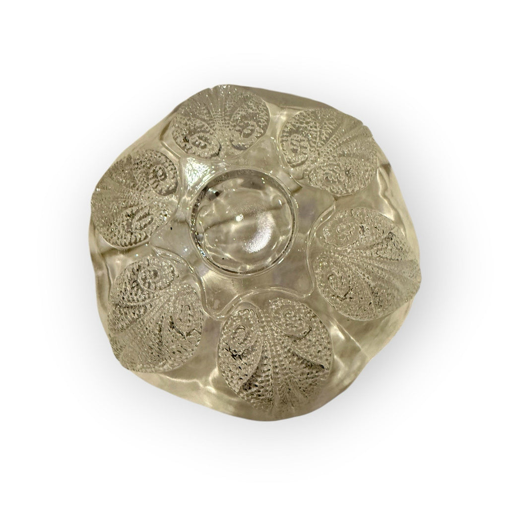 Indiana Glass Clear Trinket Dish, Vintage Leaf Design Candy Bowl, Centerpiece