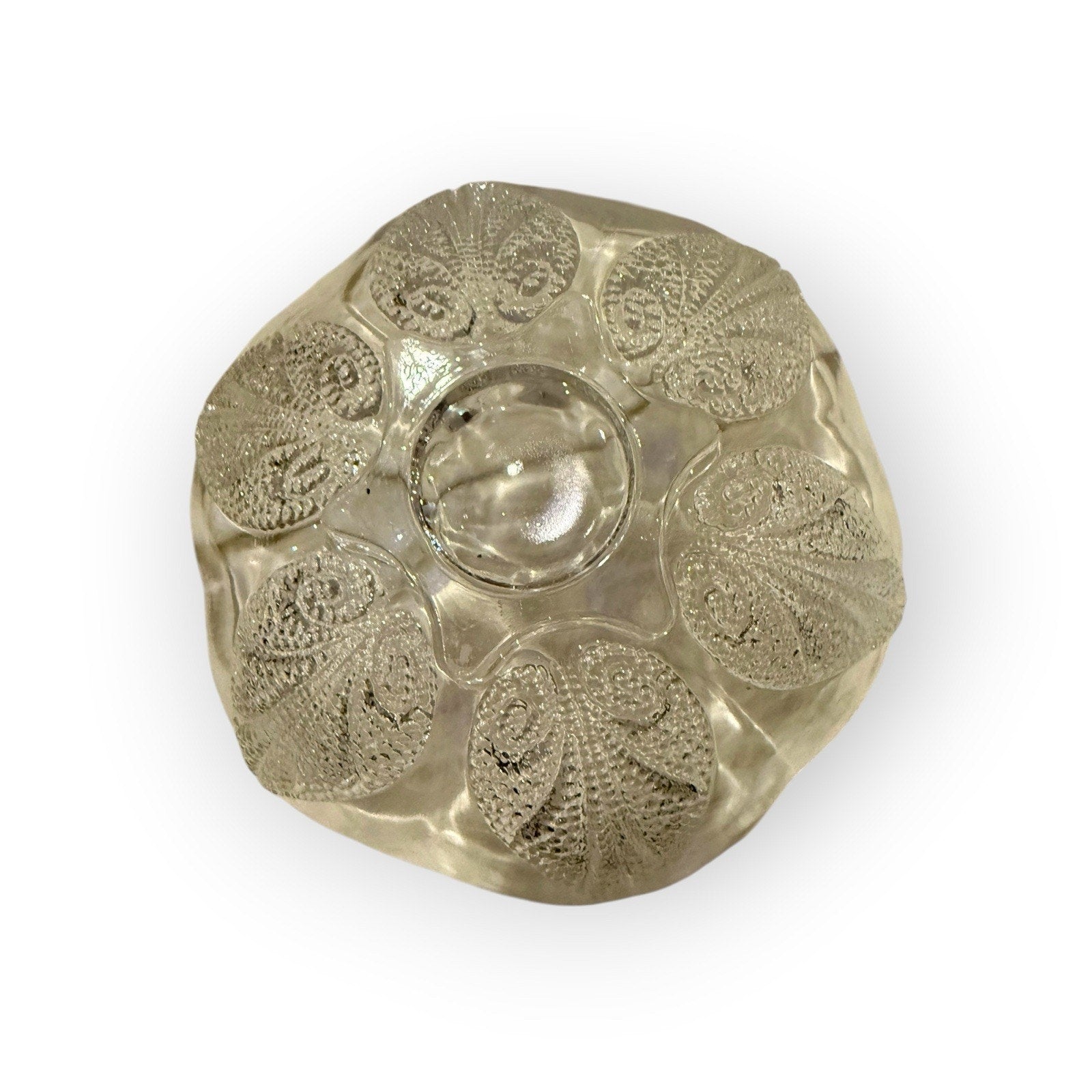 Indiana Glass Clear Trinket Dish, Vintage Leaf Design Candy Bowl, Centerpiece