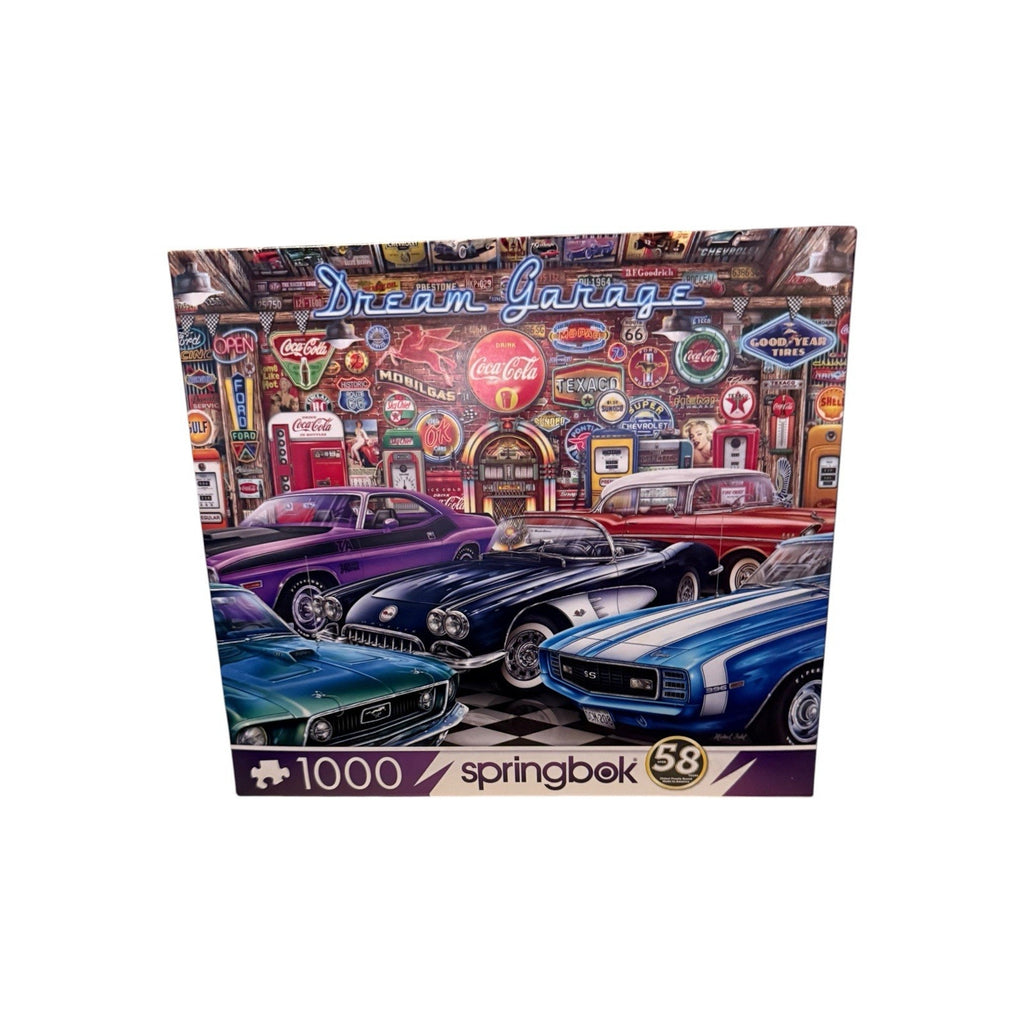 Springbok - Dream Garage - 1000 Piece Jigsaw Puzzle with classic muscle cars