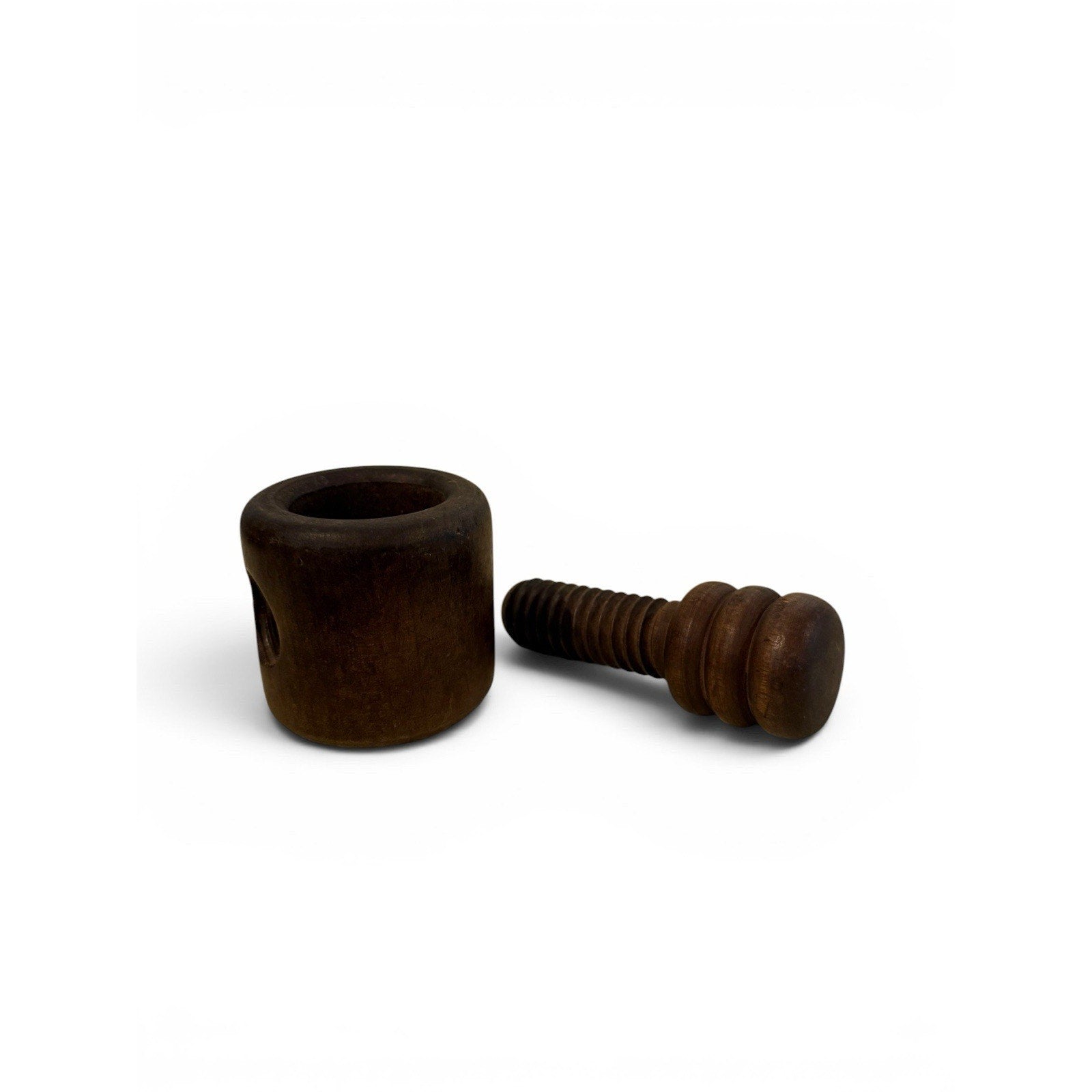 Vintage MCM Solid Wood Hand Screw Type Nutcracker Italy Primitive Italian