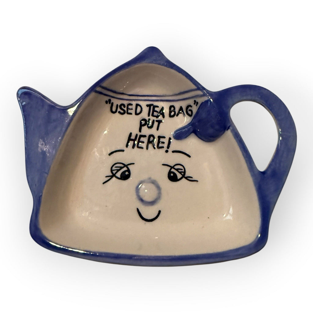 Lot Of 3 Vintage CB Tea Bag Holder Rest Anthropomorphic Faces Kitschy Ceramic
