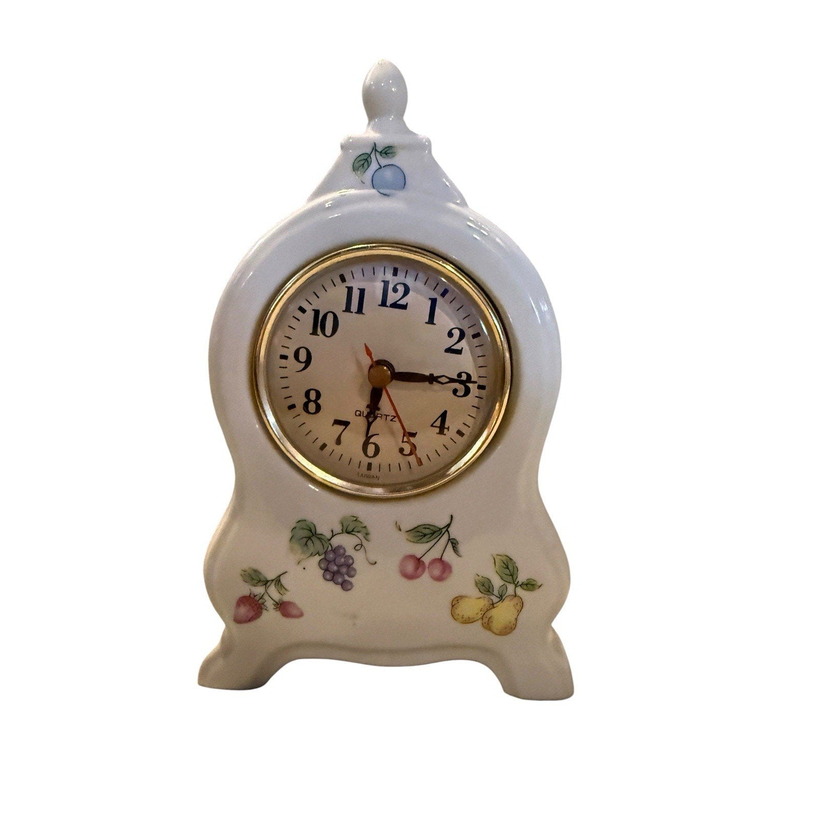 Rare VTG Porcelain Quartz Lounge Mantel Tower Clock Hand Painted Floral Pattern