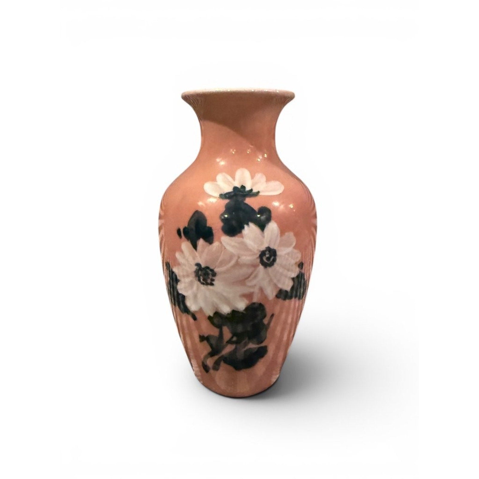 Vintage Pink Floral Ceramic Vase