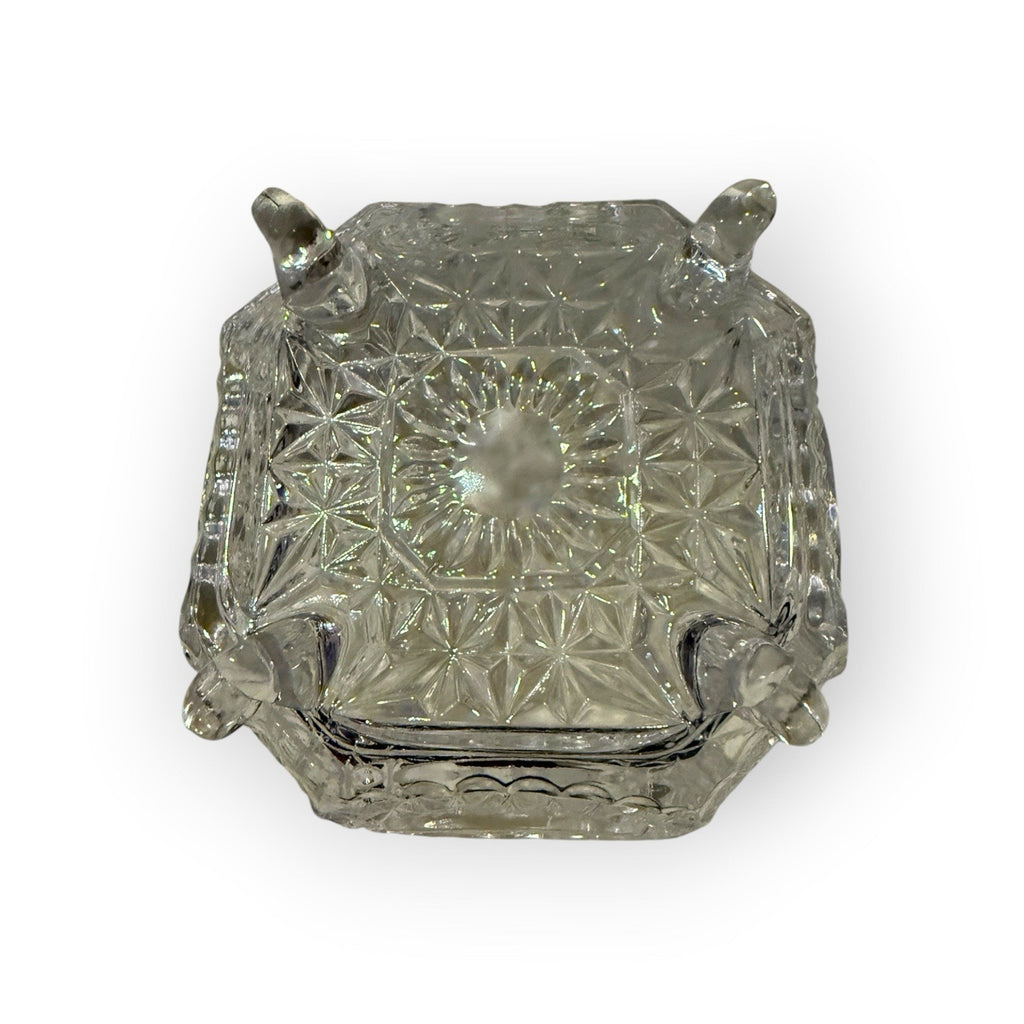 Hofbauer Byrdes Collection Lead Crystal 4-Footed Square Bowl Candy Dish 5"