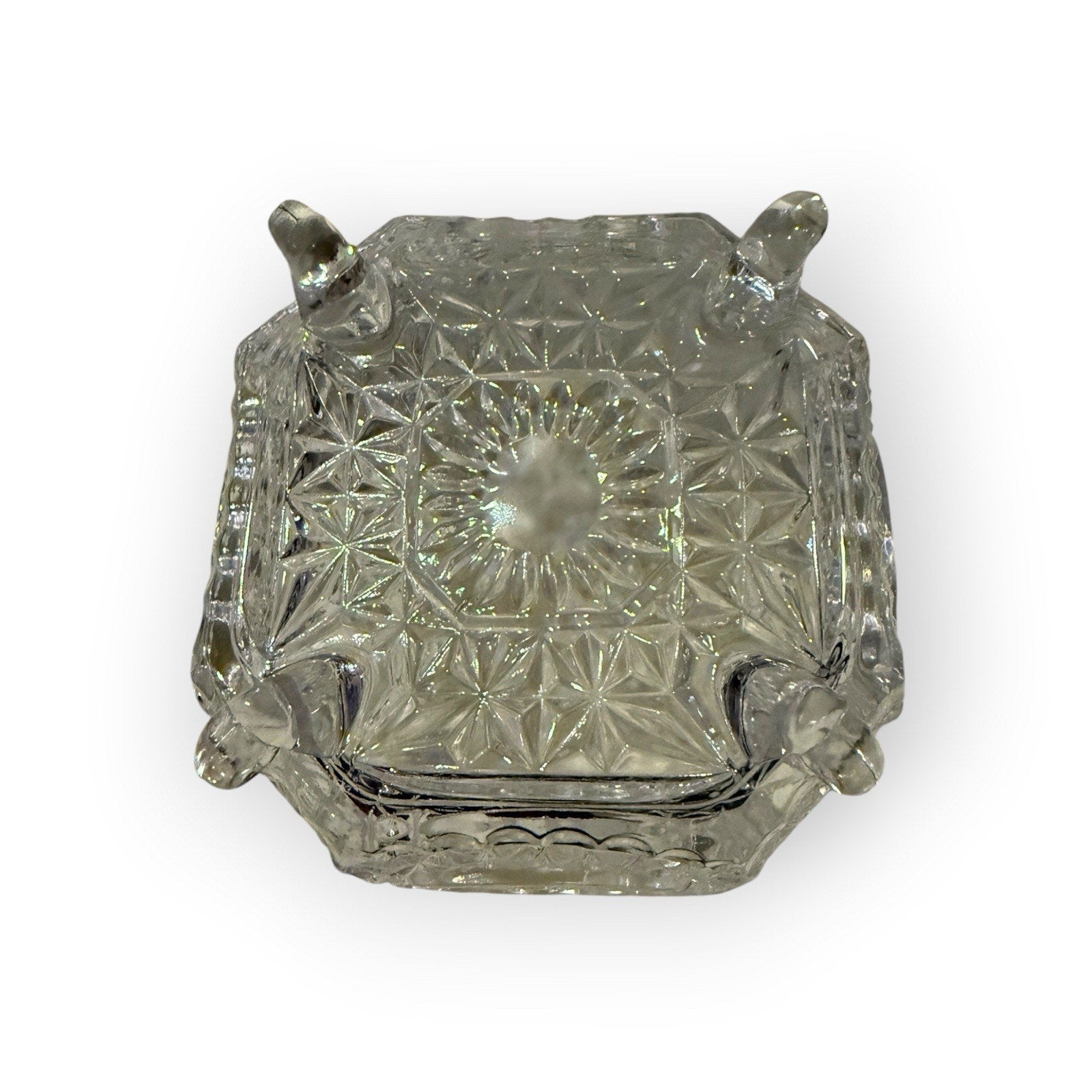 Hofbauer Byrdes Collection Lead Crystal 4-Footed Square Bowl Candy Dish 5"