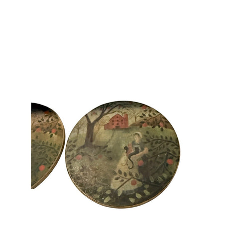 3 Carol Endres Folk Art Table Coasters Primitive Molly’s Apple Barn Stoneware