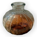 Amber Glass Ribbed Bud Vase Small Round Bottle Unique Accent Decor