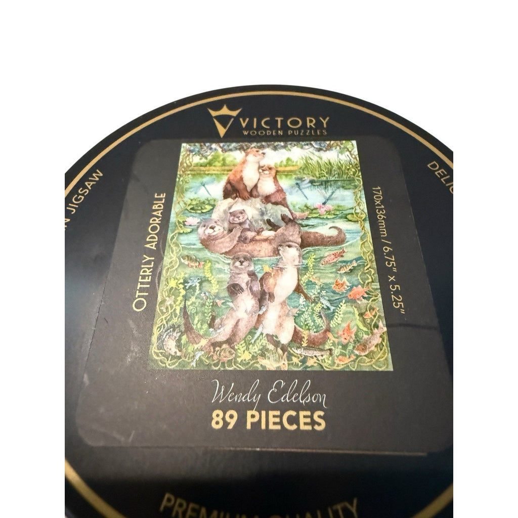 Victory Wooden Puzzles, LTD Otterly Adorable - Mini Quarter Tin 89 Piece Jigsaw