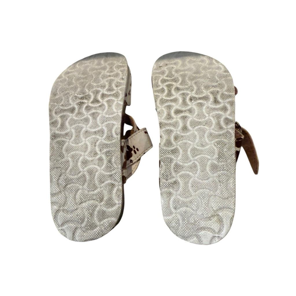 Outwoods Cow Print Sandals Women’s 6 Boho Western Buckle Slides