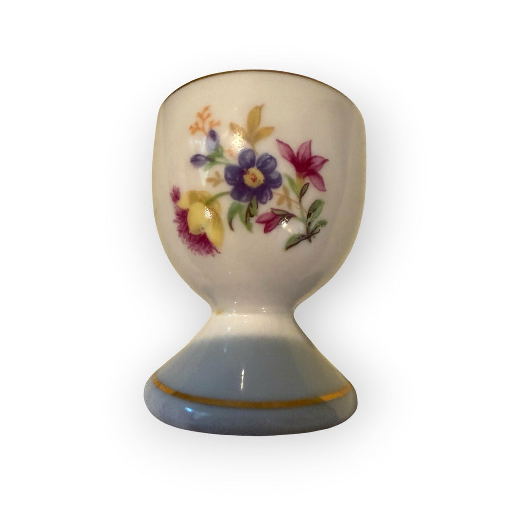Foreign Egg Cup Gold Lined Flowers 2”