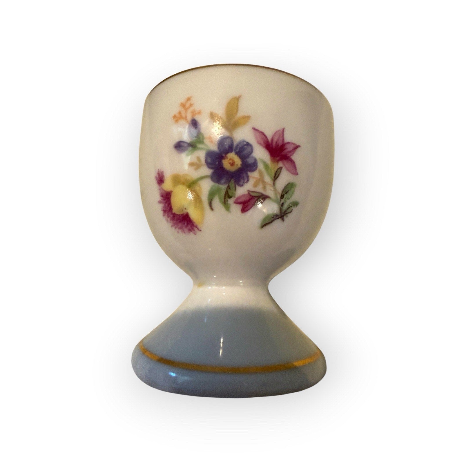 Foreign Egg Cup Gold Lined Flowers 2”