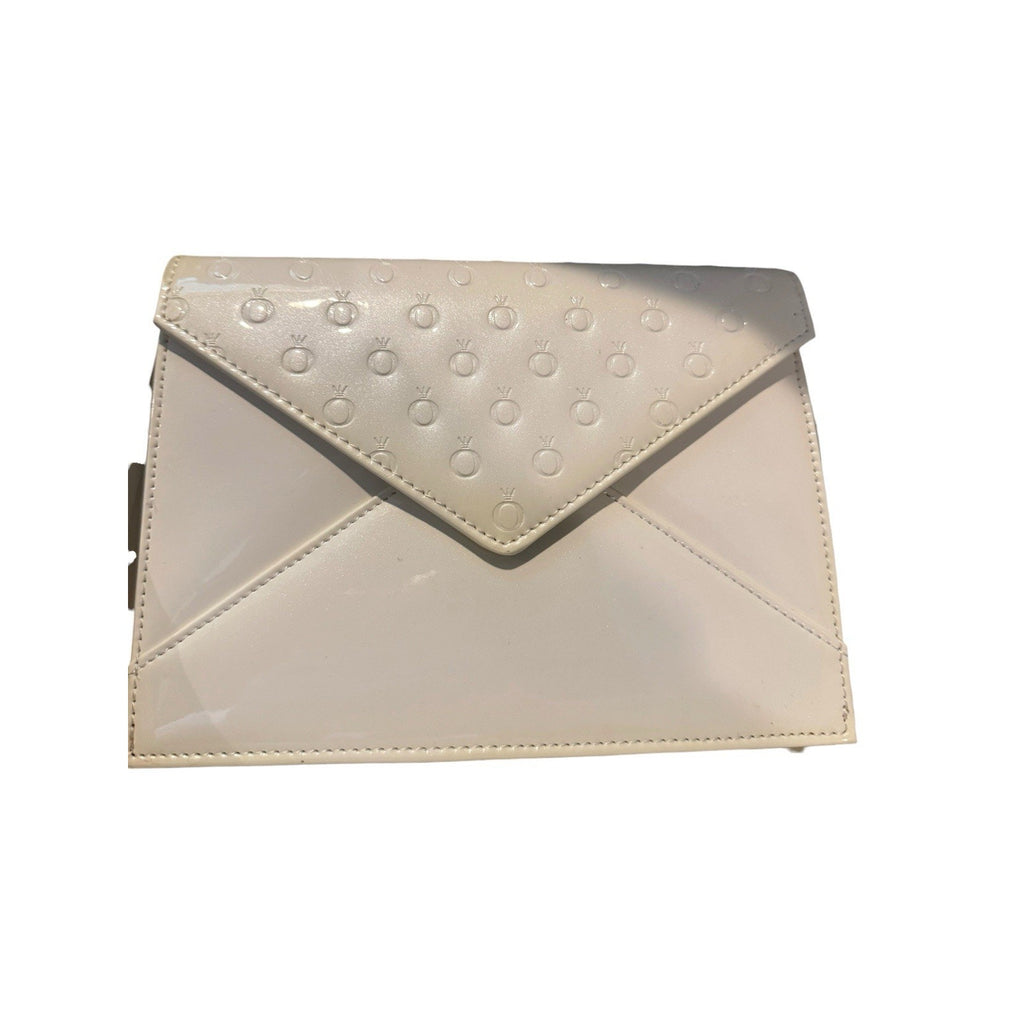 PANDORA Clutch Wristlet Purse Small White Ivory Patent NIB W/ Strap