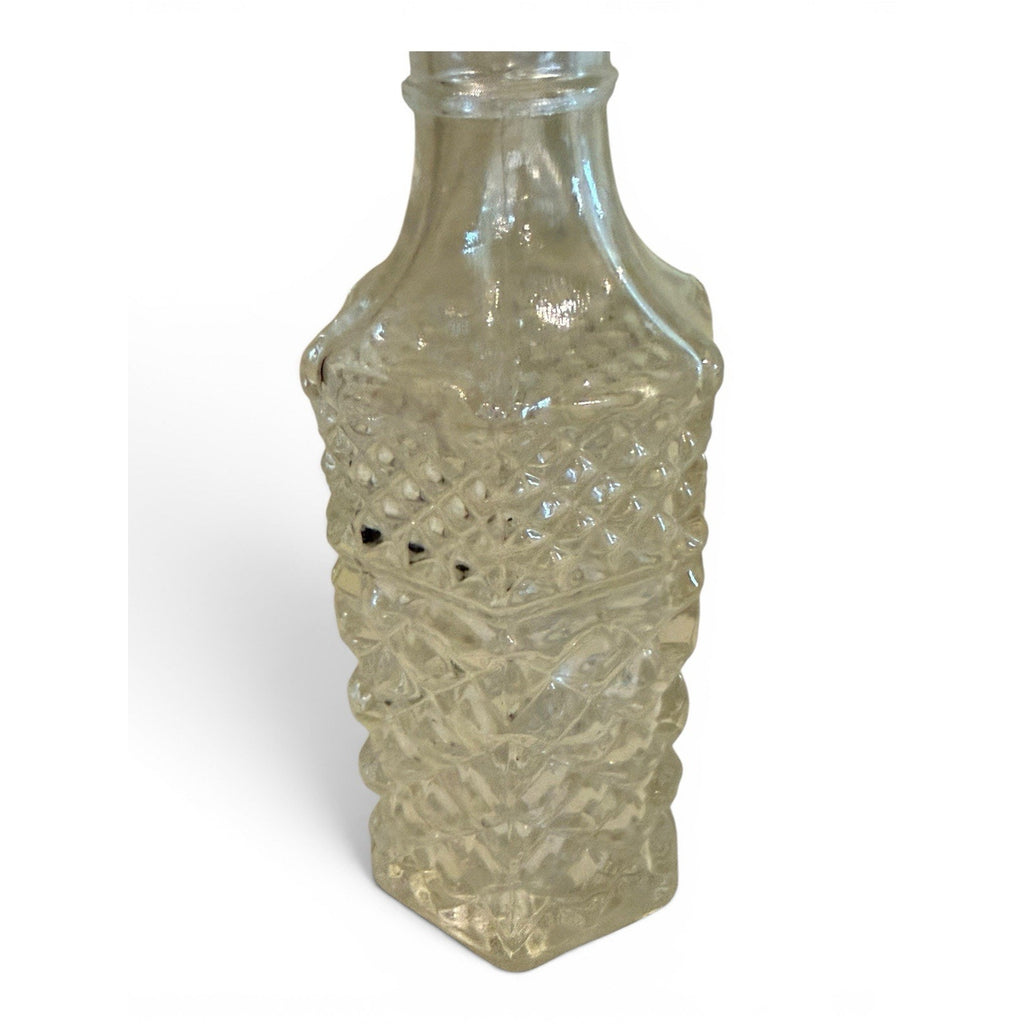 Vintage Anchor Hocking Glass Cruet Diamond Pattern No Stopper 6.25”