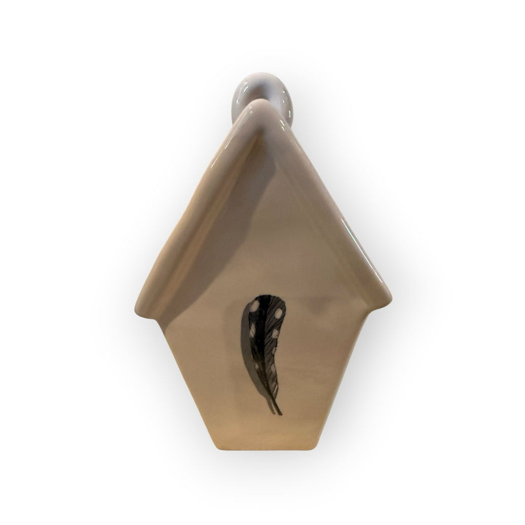 Rae Dunn Tapered Ivory "WILD" Birdhouse with Feather/NWT