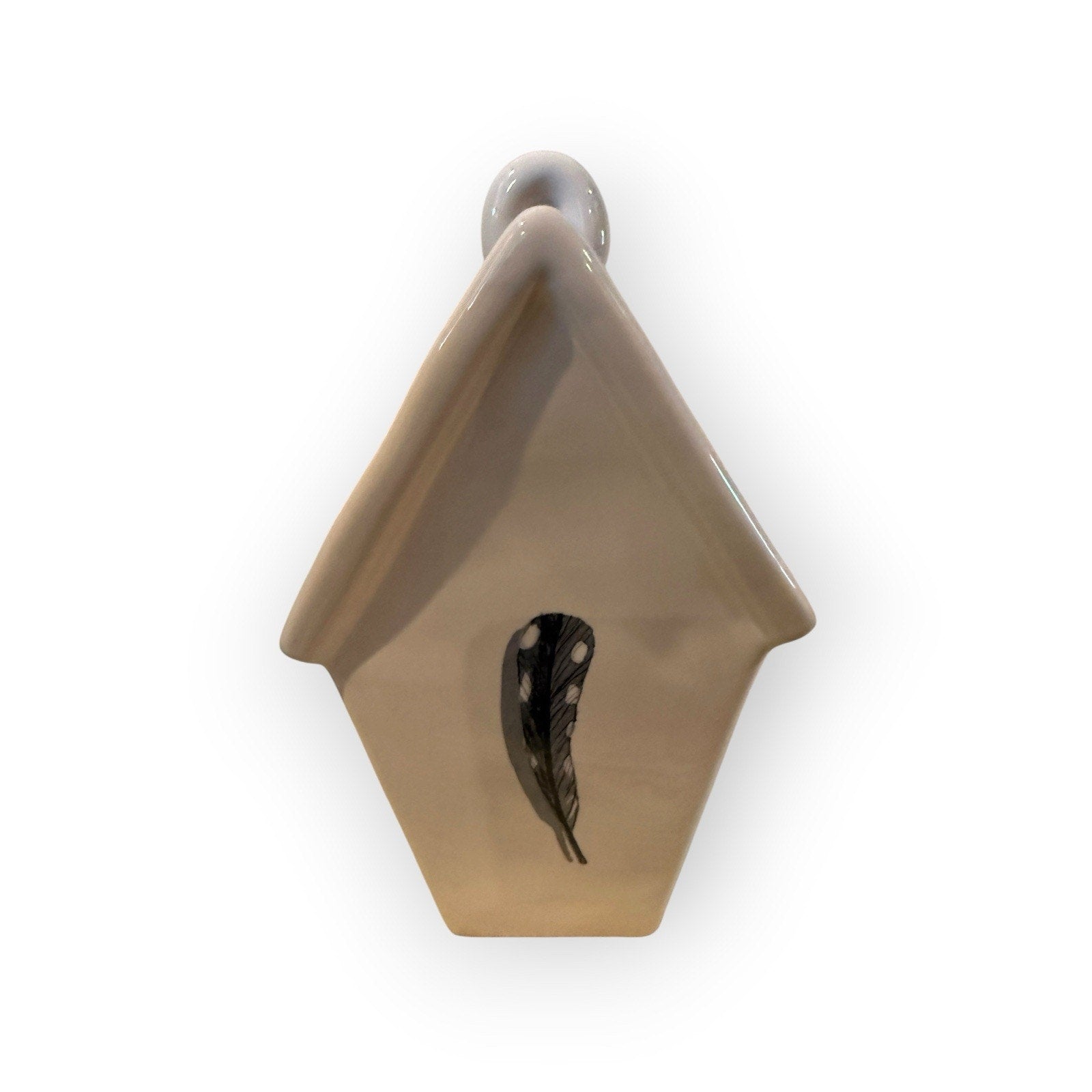 Rae Dunn Tapered Ivory "WILD" Birdhouse with Feather/NWT
