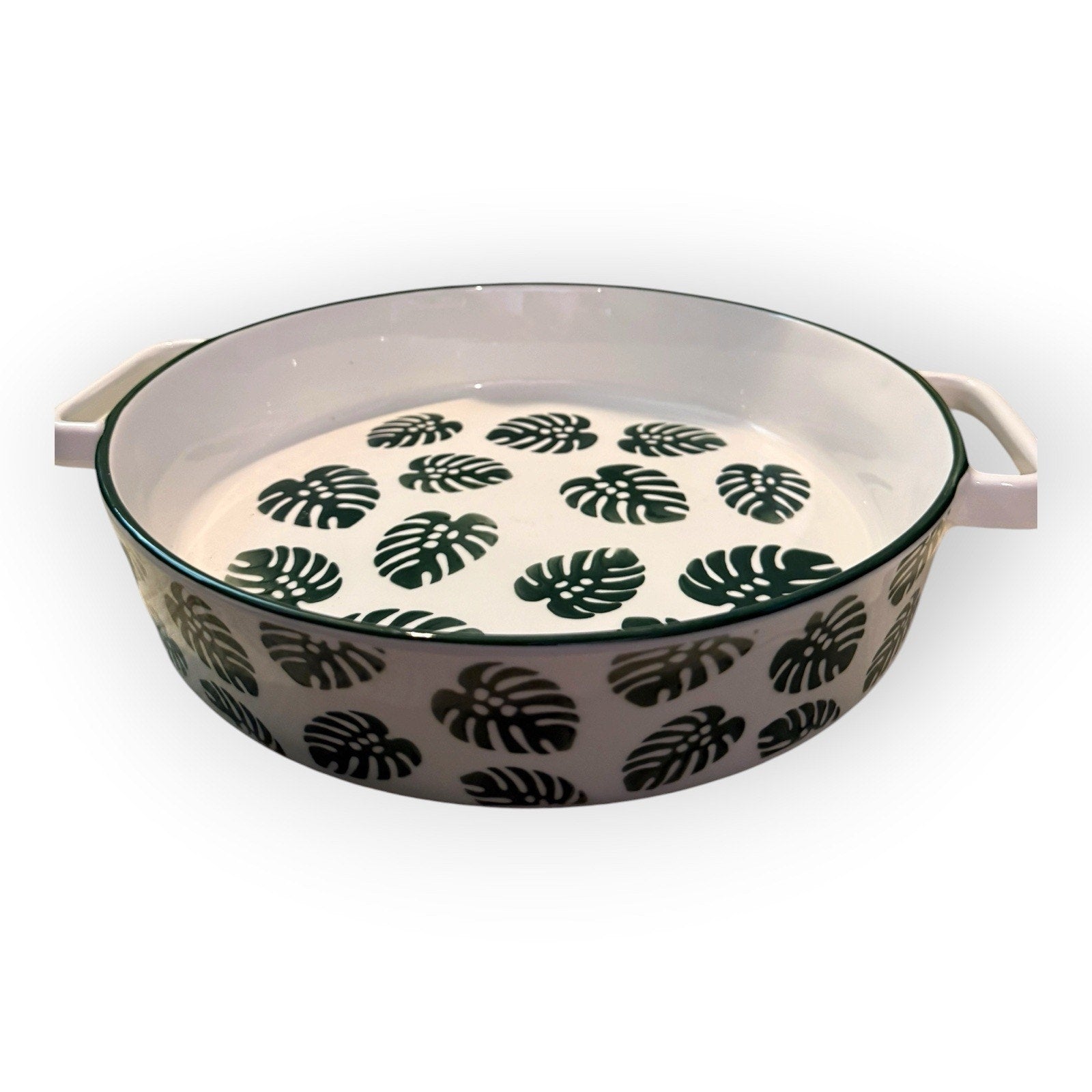 Monstera Platter Tray Rare Vintage Ceramic Round Serving Tray 10.5”