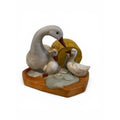 Vtg Porcelain Ducks Ducklings Geese Goslings Figurine with Hay Taiwan- Homco