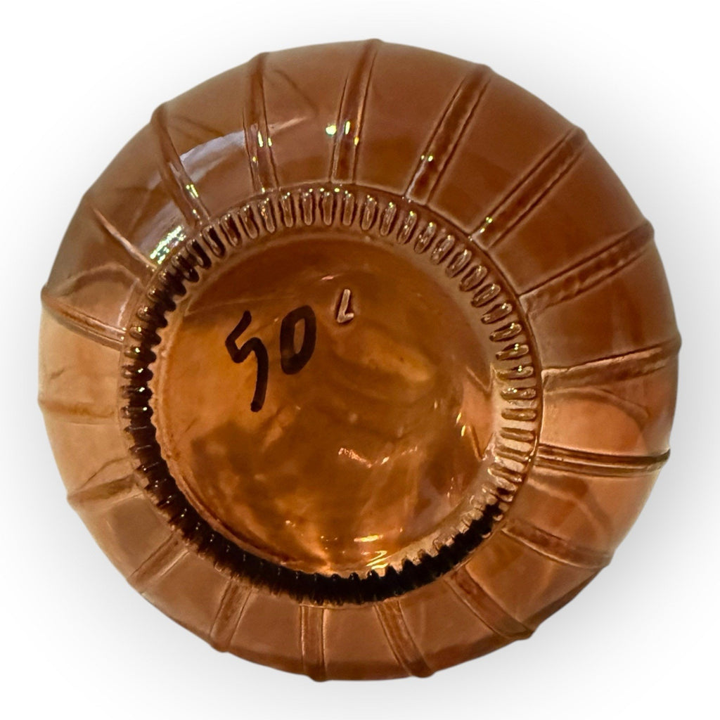 Amber Glass Ribbed Bud Vase Small Round Bottle Unique Accent Decor