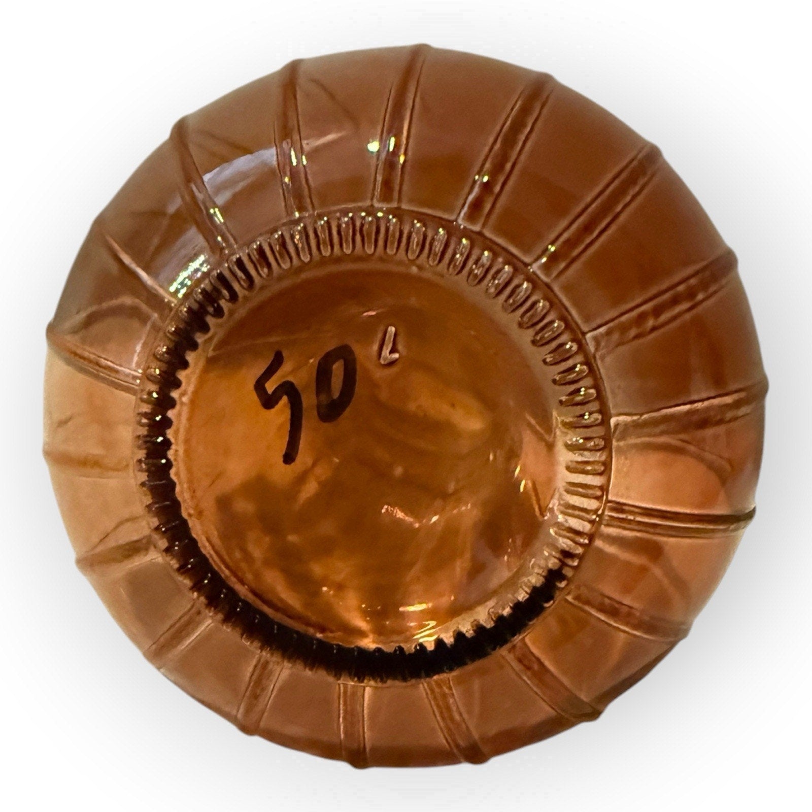 Amber Glass Ribbed Bud Vase Small Round Bottle Unique Accent Decor