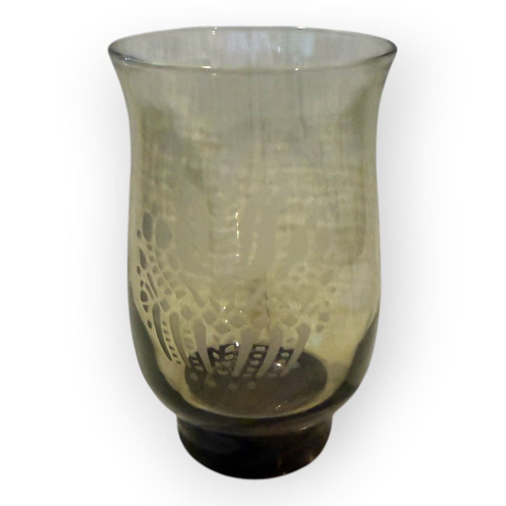 Replacement Vintage Brown Tinted Pfaltzgraff 10 Oz 5” Etched Water Glass Elegant
