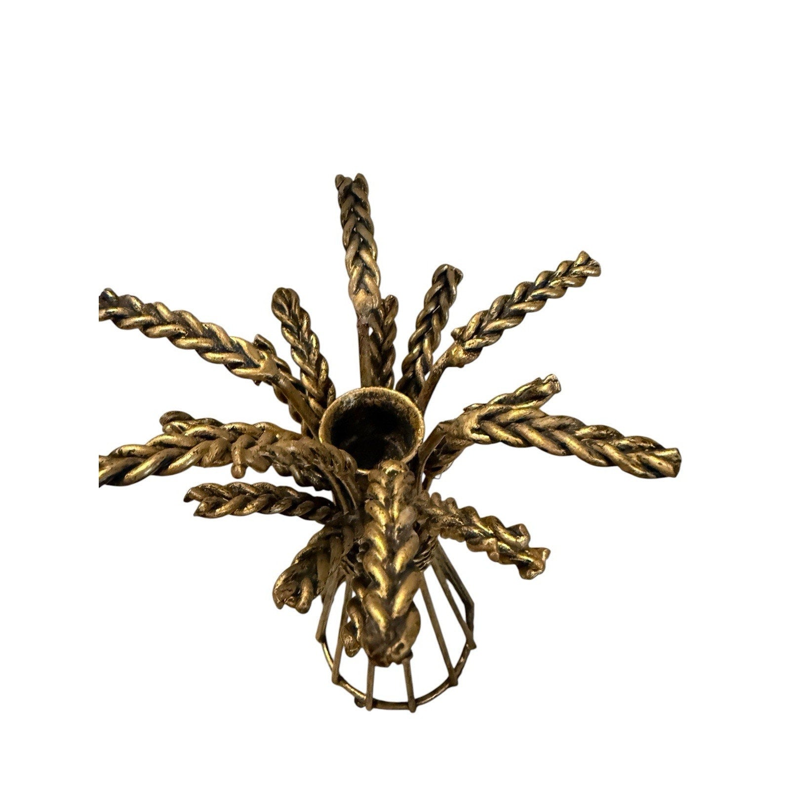 WIRE WHEAT COPPER CANDEL HOLDER METAL WIRED HARVEST 9 INCH